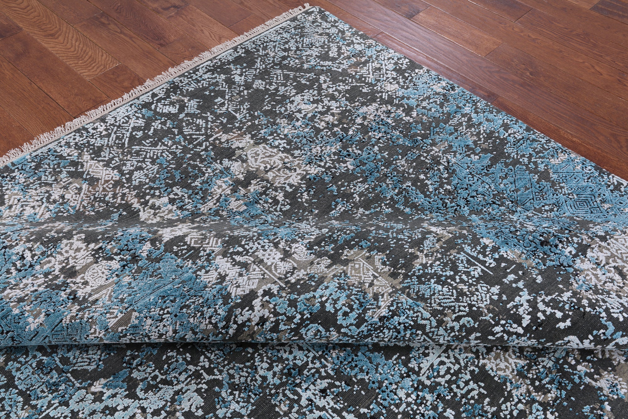 8' X 10' Pure Silk With Oxidized Wool Abstract Design Rug - Golden Nile