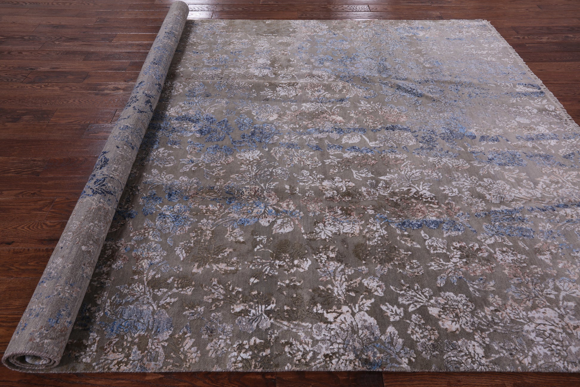Modern Hi-Lo Pile Handmade Wool & Silk Rug - 8' 1" X 10' 5" - Golden Nile