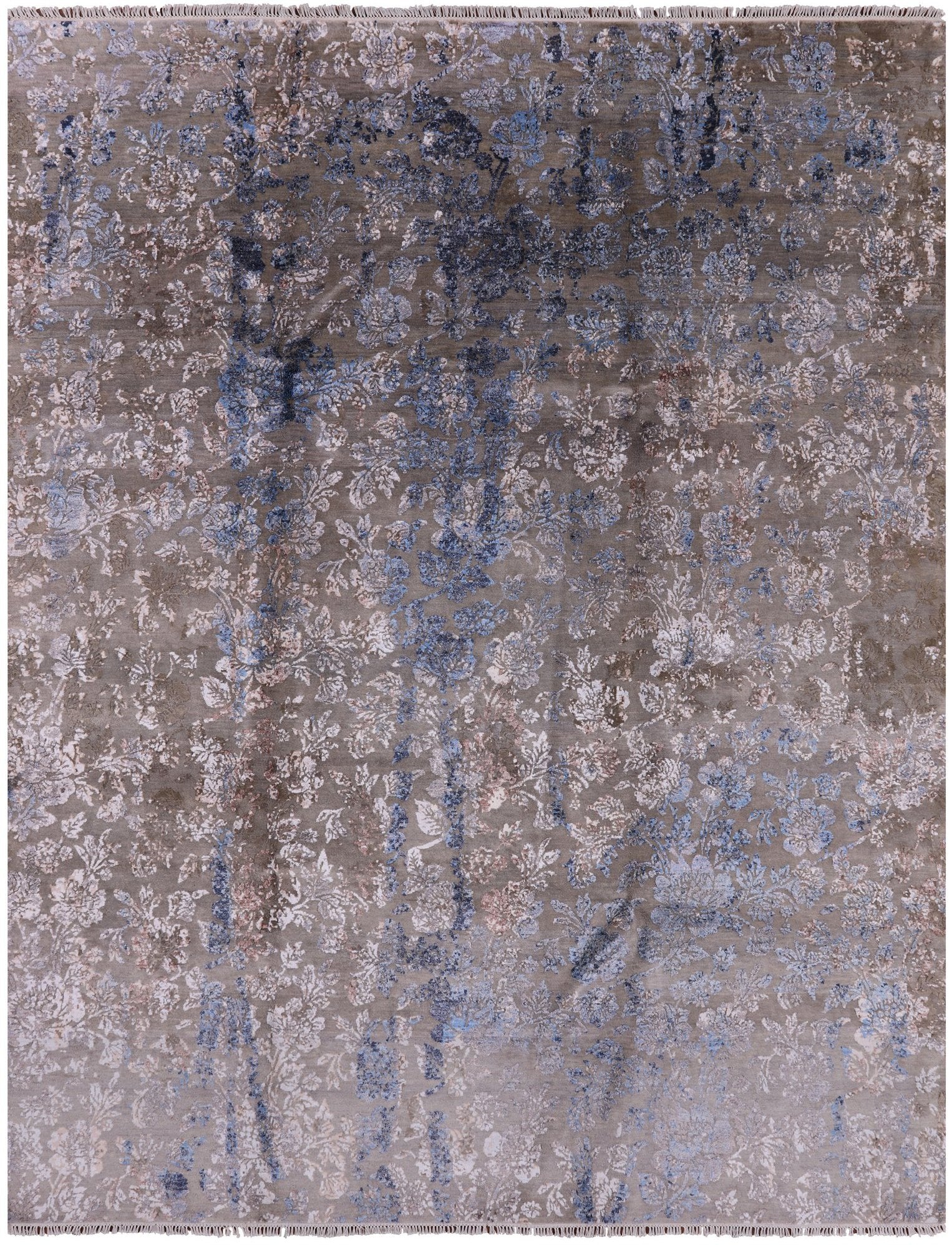 Modern Hi-Lo Pile Handmade Wool & Silk Rug - 8' 1" X 10' 5" - Golden Nile