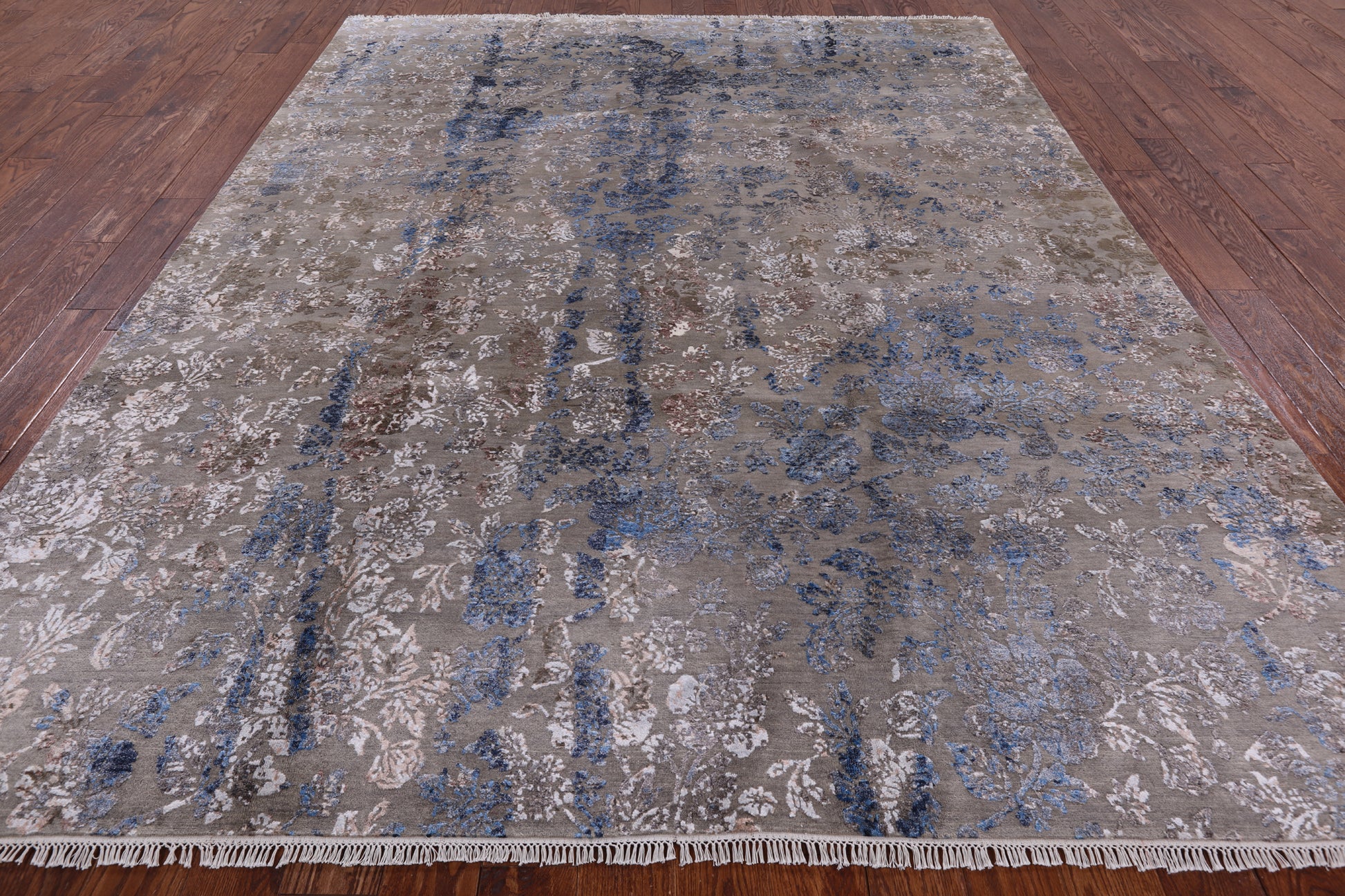 Modern Hi-Lo Pile Handmade Wool & Silk Rug - 8' 1" X 10' 5" - Golden Nile