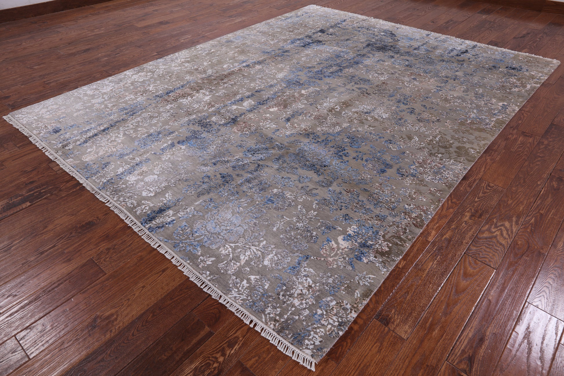 Modern Hi-Lo Pile Handmade Wool & Silk Rug - 8' 1" X 10' 5" - Golden Nile