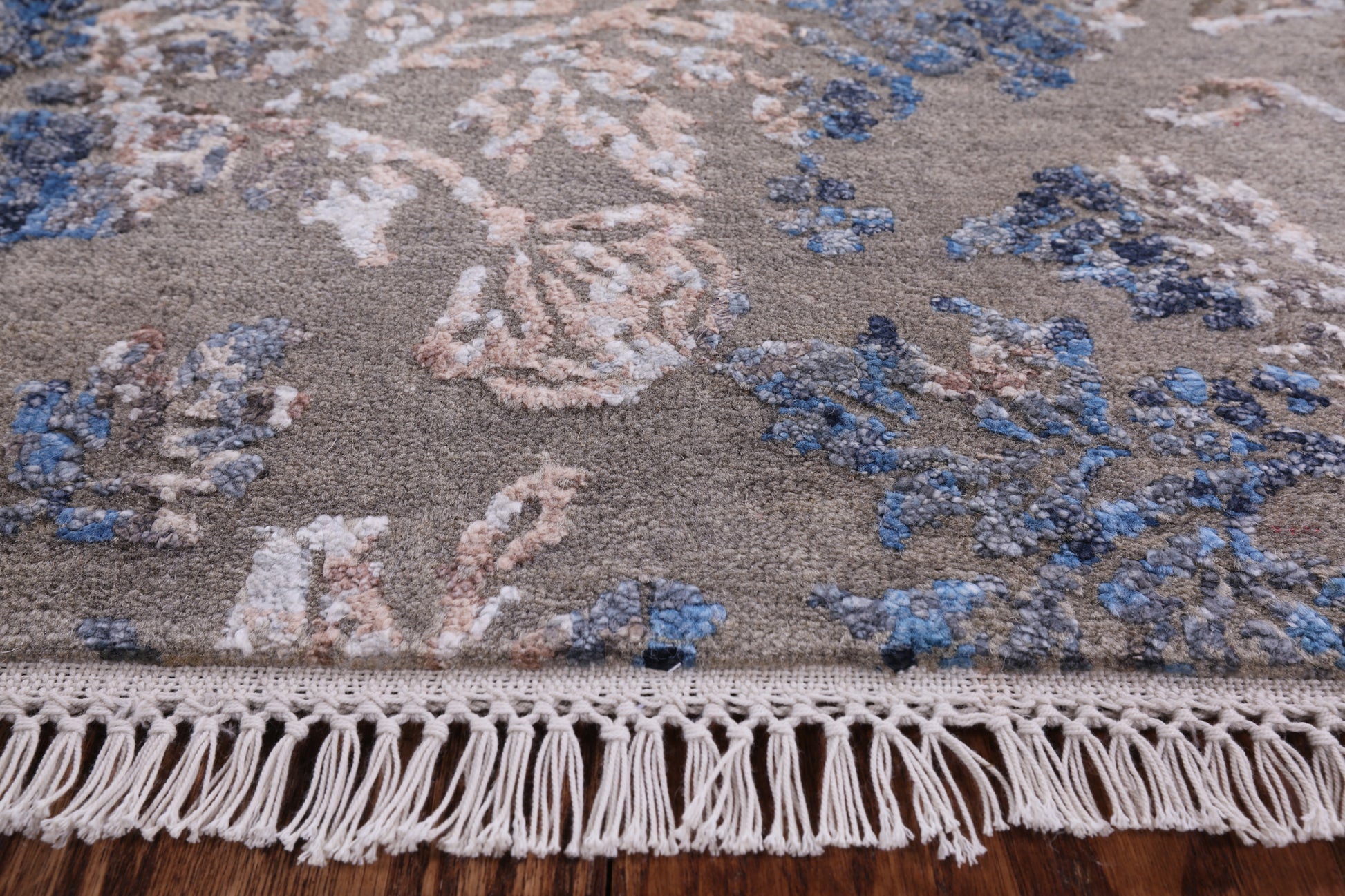 Modern Hi-Lo Pile Handmade Wool & Silk Rug - 8' 1" X 10' 5" - Golden Nile