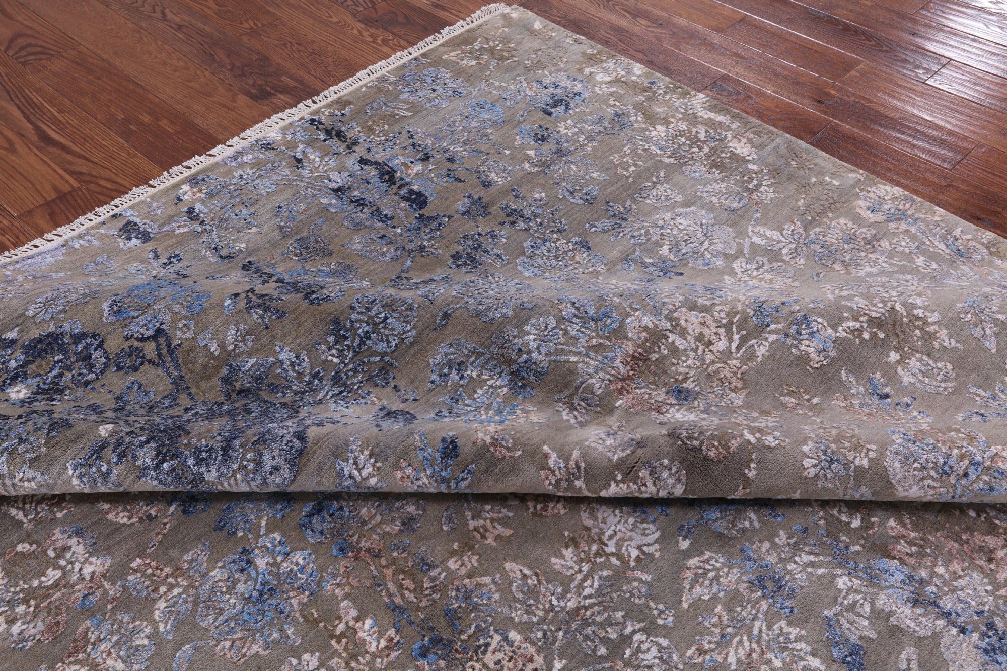 Modern Hi-Lo Pile Handmade Wool & Silk Rug - 8' 1" X 10' 5" - Golden Nile