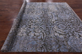 9' X 12' Pure Silk With Oxidized Wool Floral Desing Rug - Golden Nile