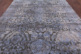 9' X 12' Pure Silk With Oxidized Wool Floral Desing Rug - Golden Nile