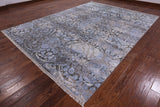 9' X 12' Pure Silk With Oxidized Wool Floral Desing Rug - Golden Nile