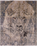 Lion In The Jungle Hi-Lo Pile Wool & Silk Area 8' 1" X 9' 10" - Golden Nile