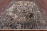 Lion In The Jungle Hi-Lo Pile Wool & Silk Area 8' 1" X 9' 10" - Golden Nile