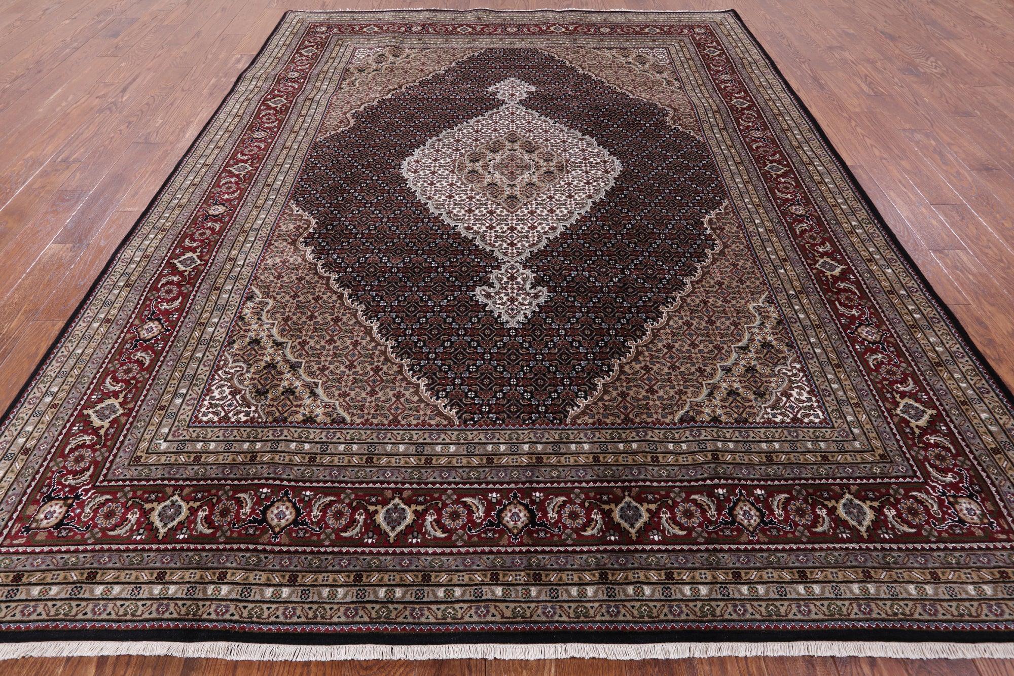 Black Bijar Handmade Wool & Silk Rug - 8' 3" X 10' 6" - Golden Nile