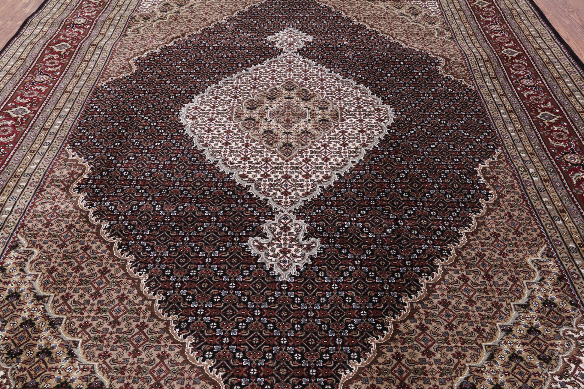 Black Bijar Handmade Wool & Silk Rug - 8' 3" X 10' 6" - Golden Nile