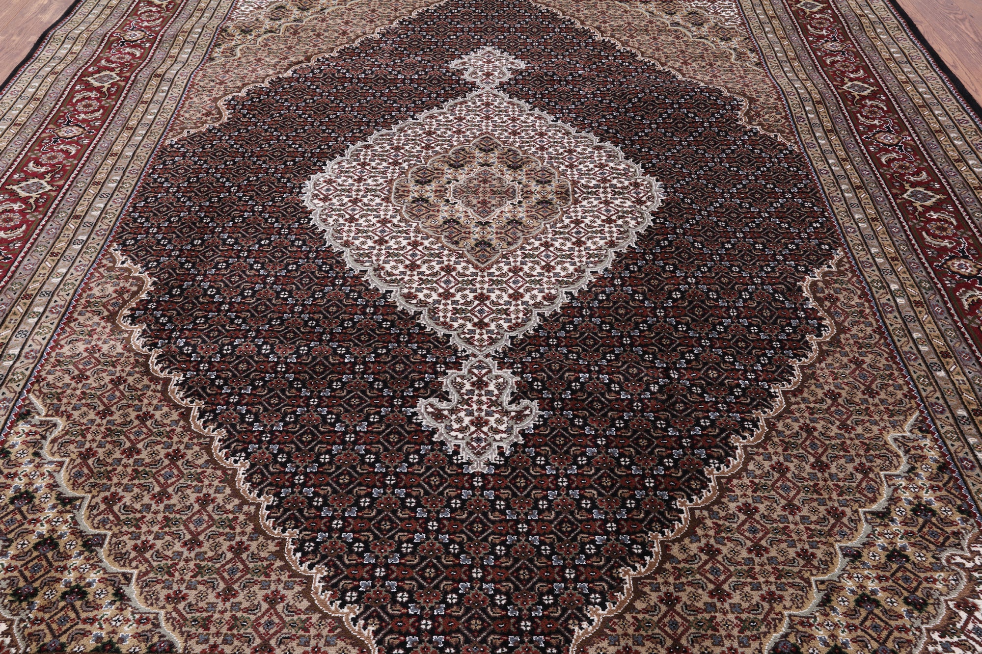 Black Bijar Handmade Wool & Silk Rug - 8' 3" X 10' 6" - Golden Nile