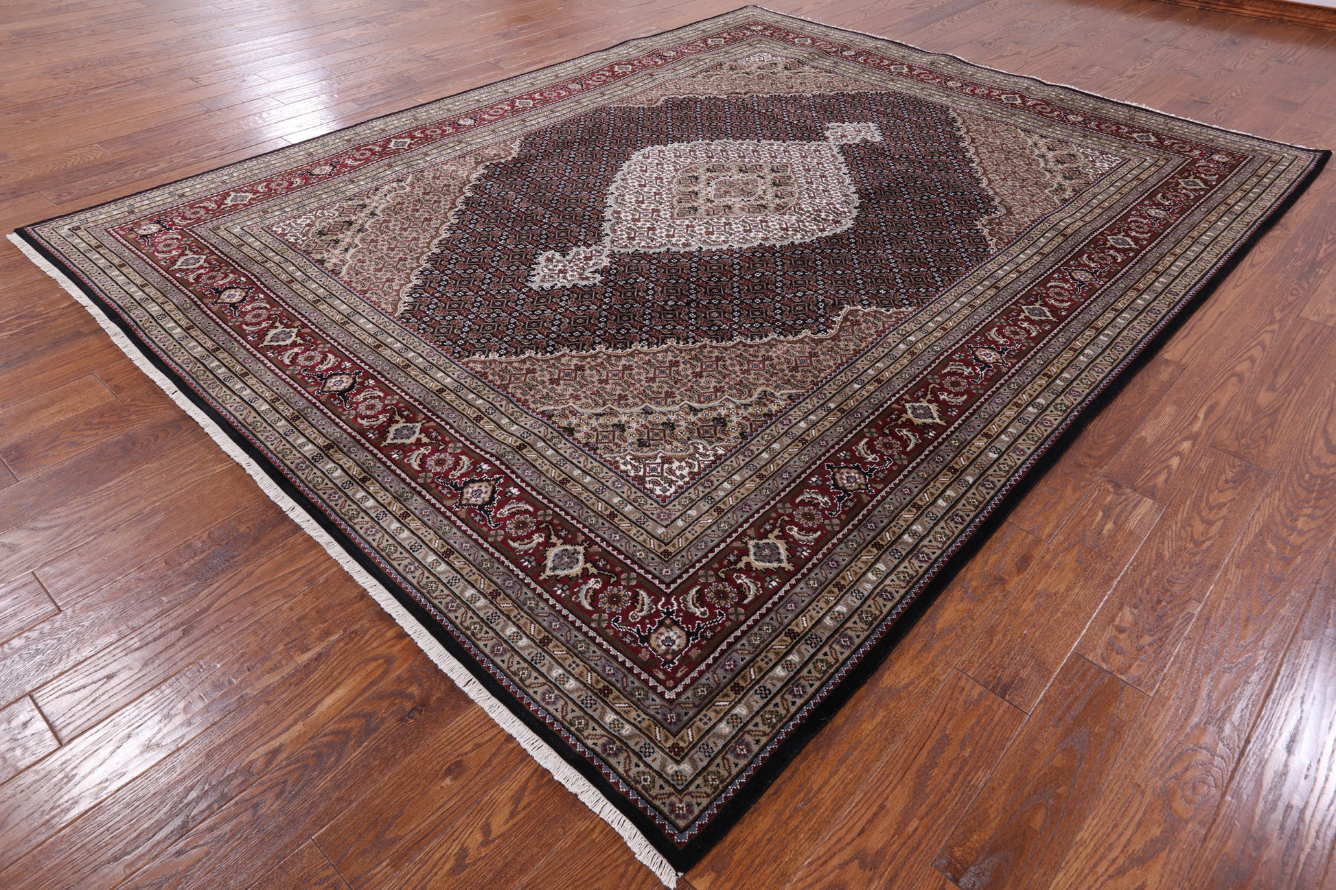 Black Bijar Handmade Wool & Silk Rug - 8' 3" X 10' 6" - Golden Nile