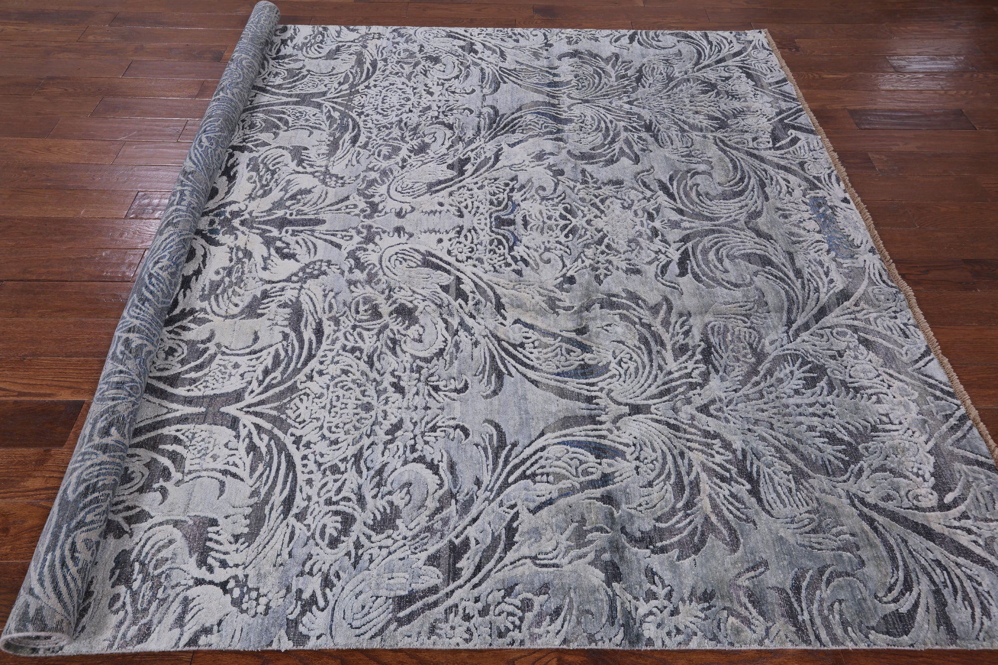 Grey 8' X 10' Hand Knotted With Oxidized Wool Area Rug - Golden Nile