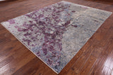 Modern Pure Silk With Oxidized Wool Rug - 7' 9" X 10' 5" - Golden Nile