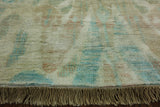 9 X 12 Oriental Pure Silk Hand Knotted Ikat Rug - Golden Nile