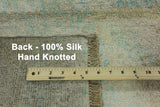 9' X 12' Pure Silk Modern Ikat Design Rug - Golden Nile