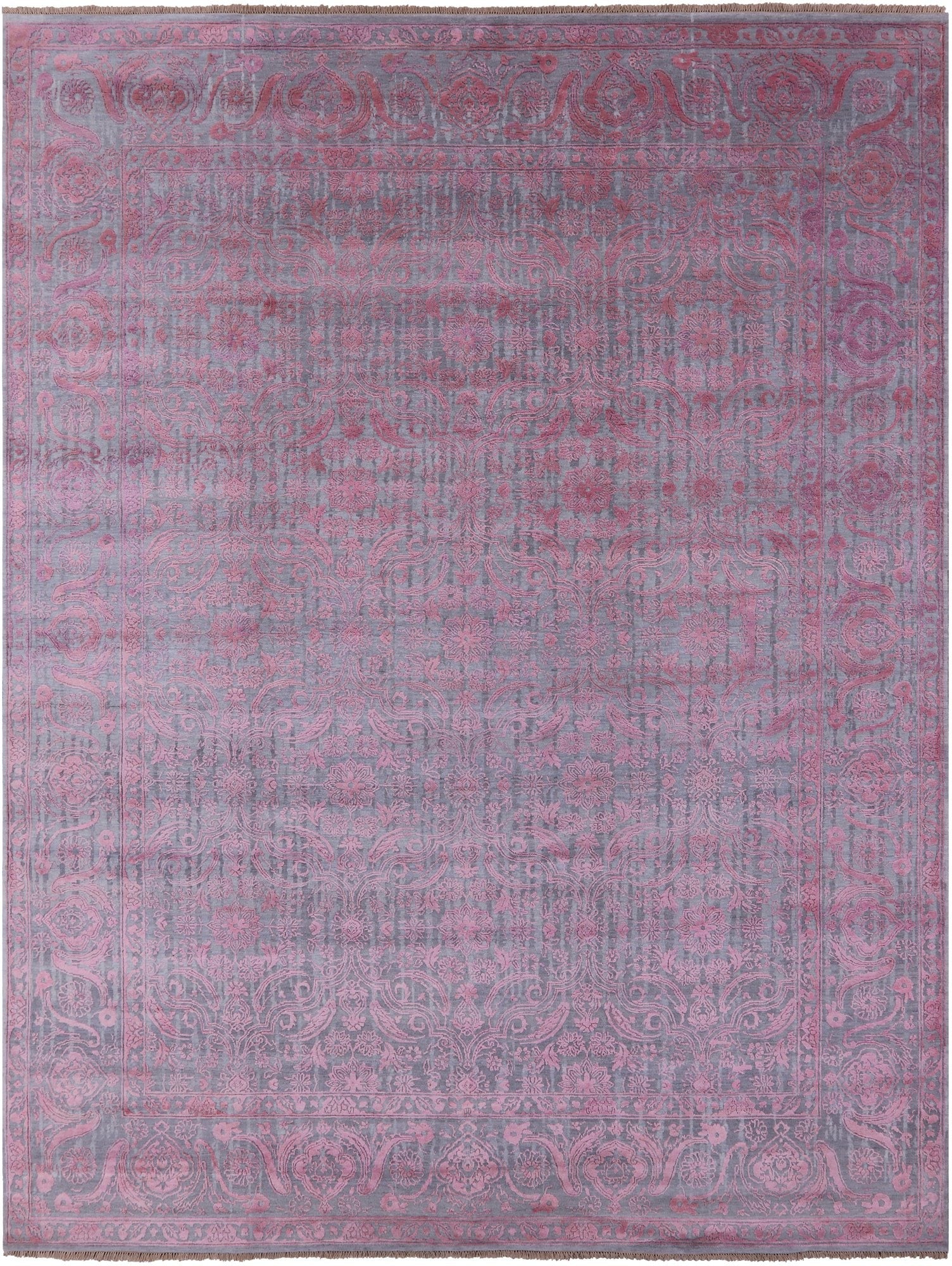 Grey Modern Handmade Wool & Silk Rug - 8' 11" X 11' 9" - Golden Nile