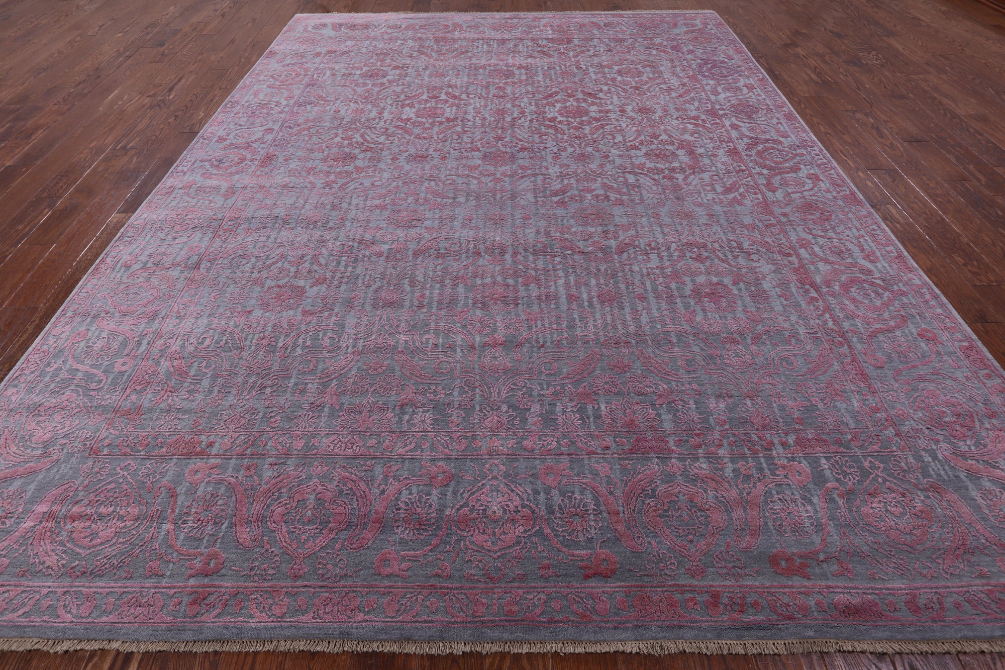 Grey Modern Handmade Wool & Silk Rug - 8' 11" X 11' 9" - Golden Nile