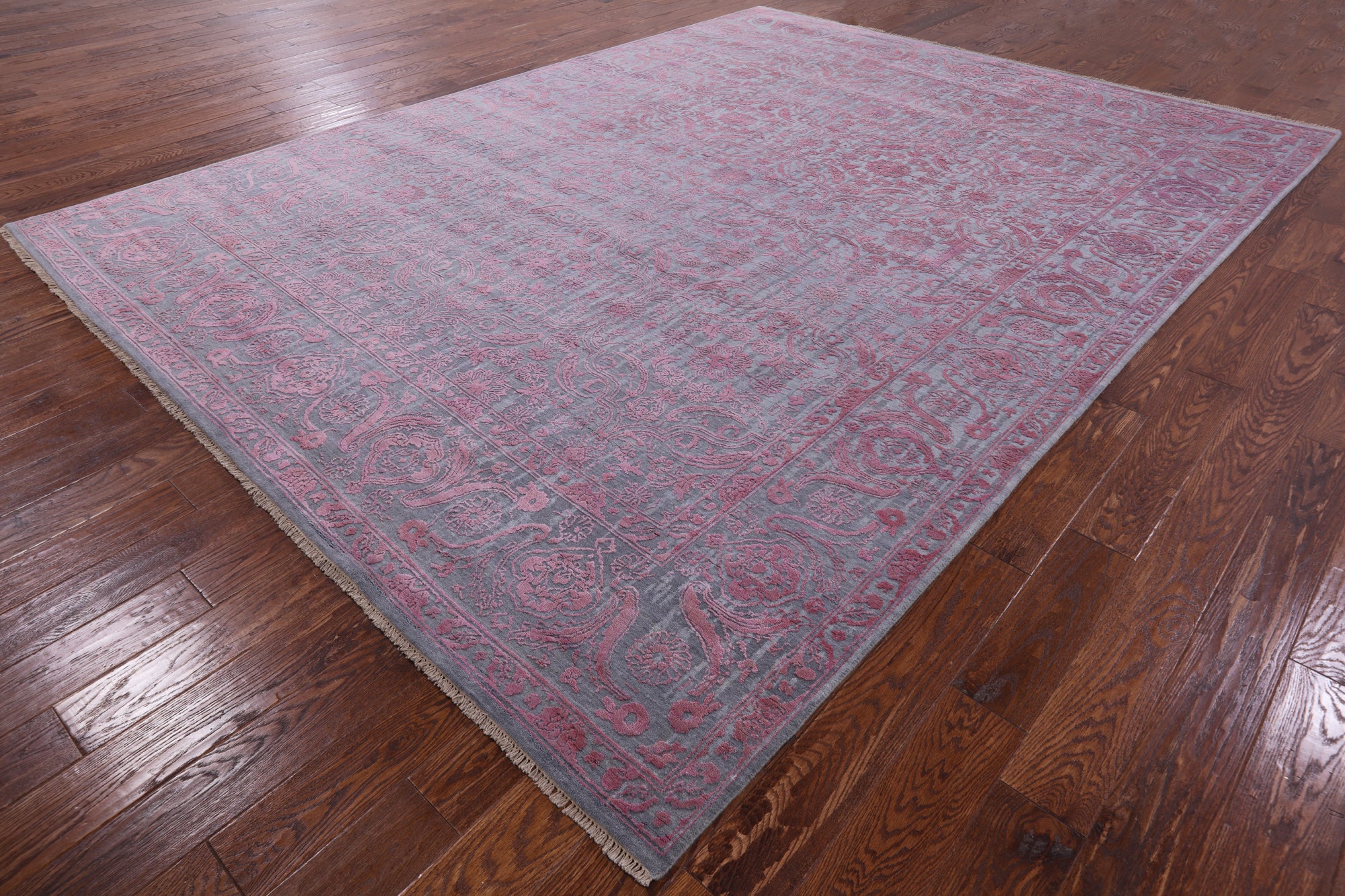 Grey Modern Handmade Wool & Silk Rug - 8' 11" X 11' 9" - Golden Nile
