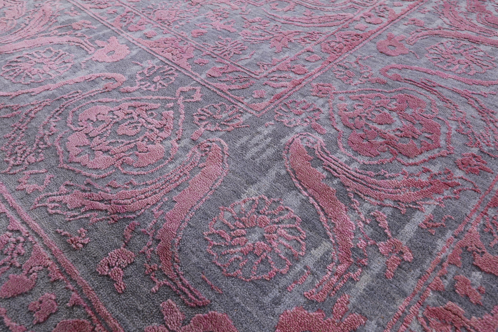 Grey Modern Handmade Wool & Silk Rug - 8' 11" X 11' 9" - Golden Nile