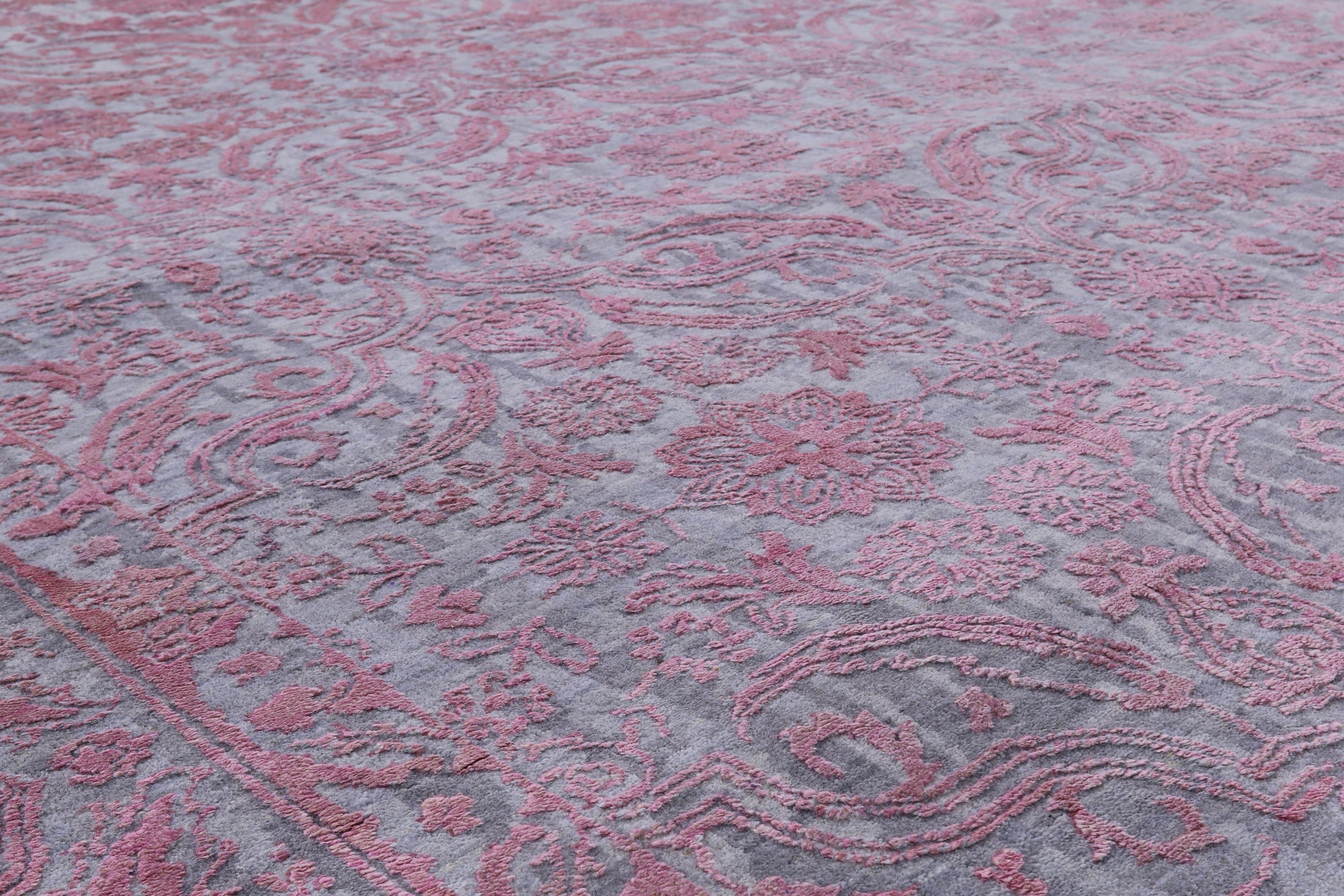 Grey Modern Handmade Wool & Silk Rug - 8' 11" X 11' 9" - Golden Nile