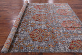 Floral Design Hand Knotted Wool & Silk Hi-Lo Pile Rug - 7' 11" X 10' 9" - Golden Nile