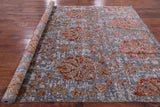 Floral Design Hand Knotted Wool & Silk Hi-Lo Pile Rug - 7' 11" X 10' 9" - Golden Nile