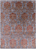 Floral Design Hand Knotted Wool & Silk Hi-Lo Pile Rug - 7' 11" X 10' 9" - Golden Nile