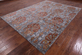 Floral Design Hand Knotted Wool & Silk Hi-Lo Pile Rug - 7' 11" X 10' 9" - Golden Nile