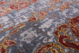 Floral Design Hand Knotted Wool & Silk Hi-Lo Pile Rug - 7' 11" X 10' 9" - Golden Nile