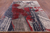 Trumpet Player Design Modern Hand Knotted Wool & Silk Rug - 7' 11" X 10' 4" - Golden Nile