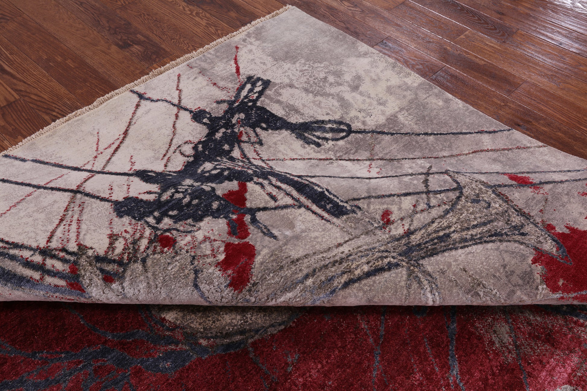 Trumpet Player Design Modern Hand Knotted Wool & Silk Rug - 7' 11" X 10' 4" - Golden Nile
