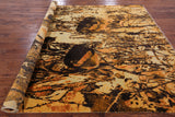 Modern Floral Hand Knotted Wool & Silk Area Rug - 7' 9" X 10' 1" - Golden Nile