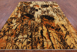 Modern Floral Hand Knotted Wool & Silk Area Rug - 7' 9" X 10' 1" - Golden Nile