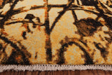 Modern Floral Hand Knotted Wool & Silk Area Rug - 7' 9" X 10' 1" - Golden Nile