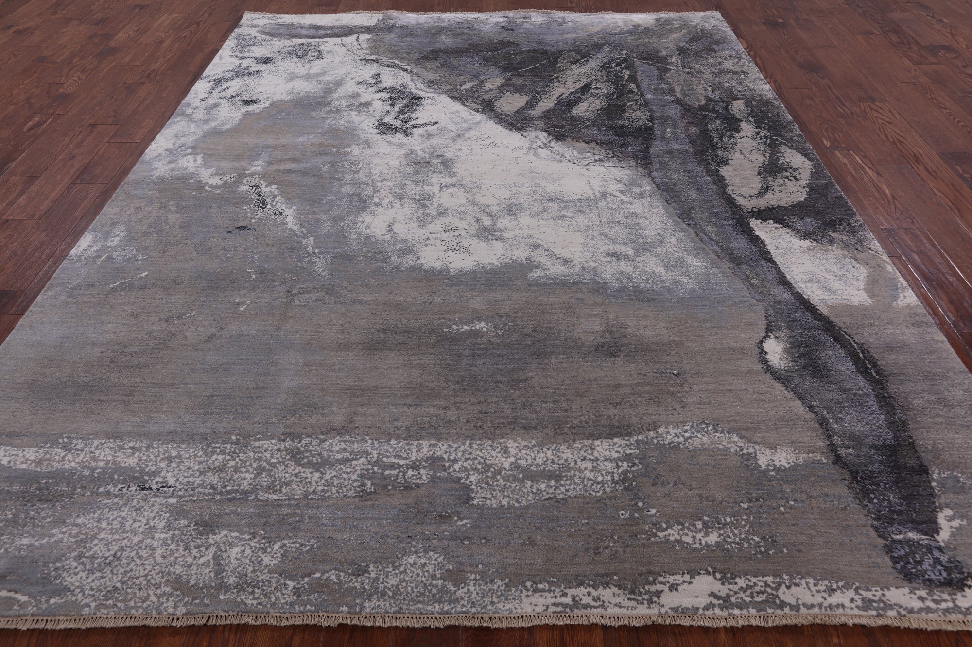 Grey Ballerina Ballet Dancer Design Modern Handmade Wool & Silk Rug - 8' 0" X 10' 0" - Golden Nile