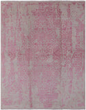 Ivory Modern Wool & Silk Hand Knotted Rug - 8' 1" X 10' 2" - Golden Nile