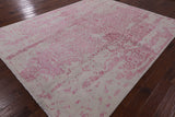 Ivory Modern Wool & Silk Hand Knotted Rug - 8' 1" X 10' 2" - Golden Nile
