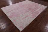 Ivory Modern Wool & Silk Hand Knotted Rug - 8' 1" X 10' 2" - Golden Nile