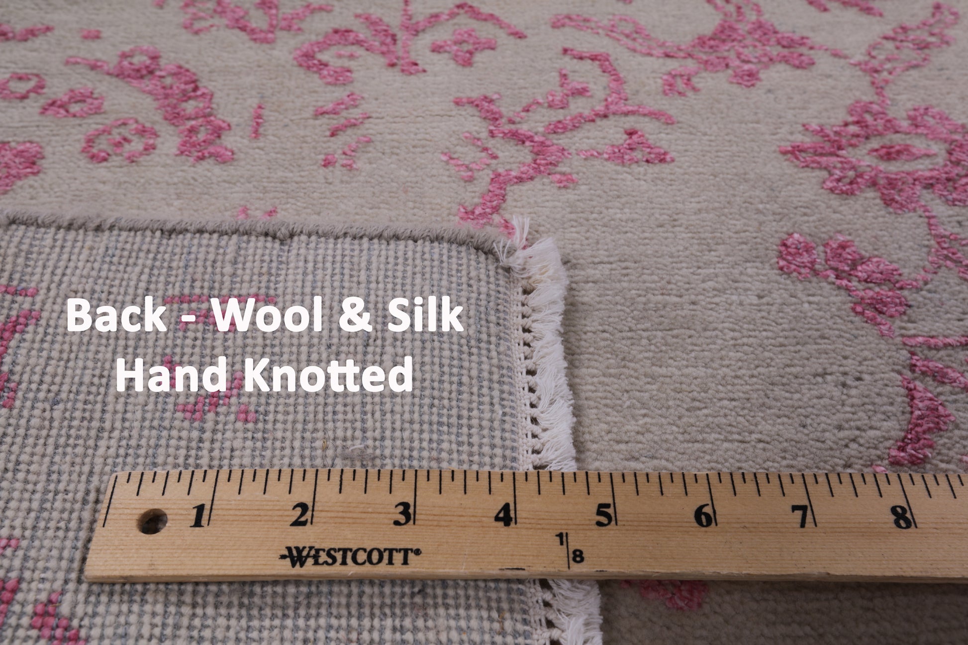 Ivory Modern Wool & Silk Hand Knotted Rug - 8' 1" X 10' 2" - Golden Nile