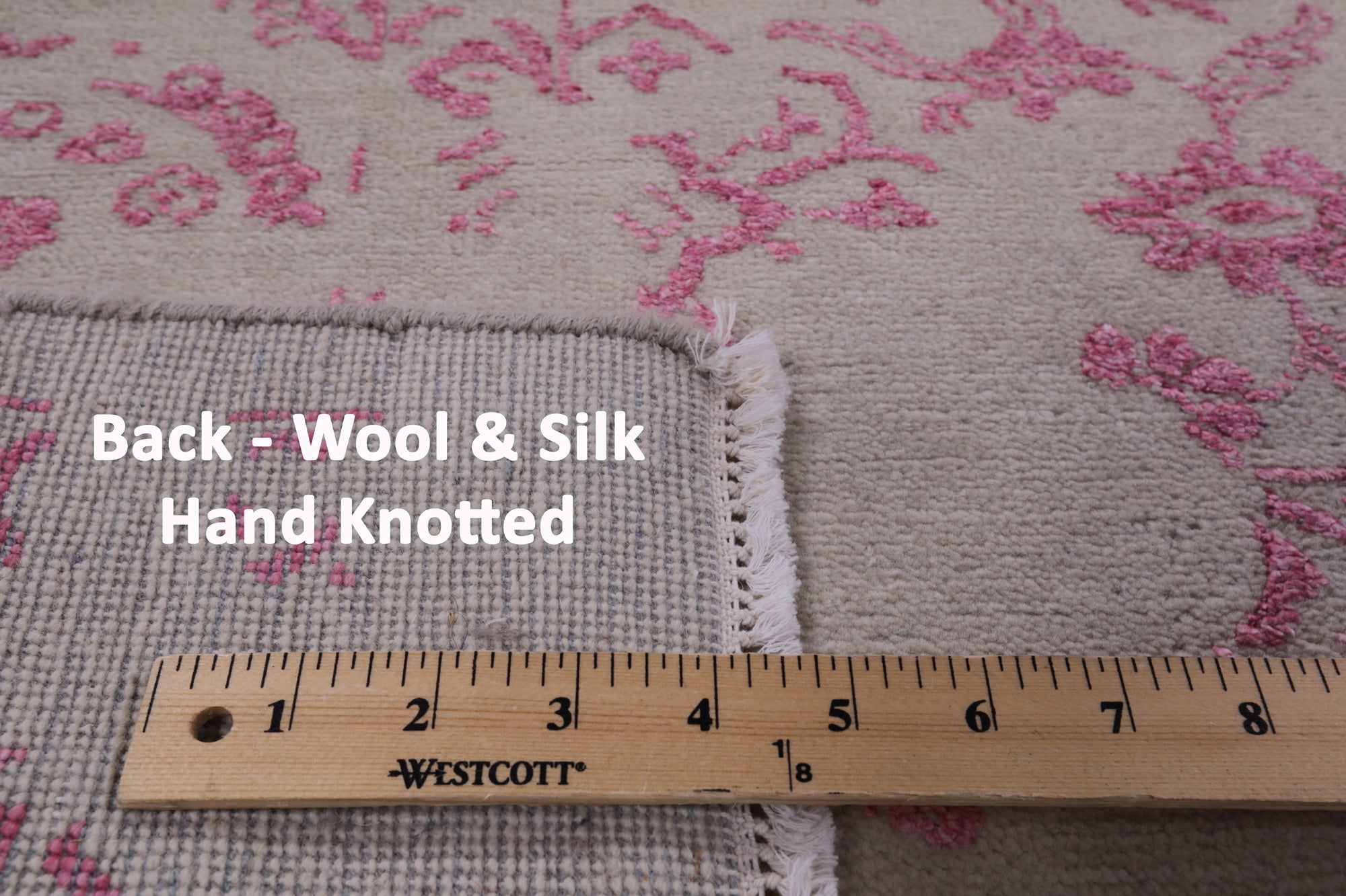 Ivory Modern Wool & Silk Hand Knotted Rug - 8' 1" X 10' 2" - Golden Nile