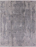 Grey Modern Wool & Silk Area Rug - 9' 0" X 11' 10" - Golden Nile