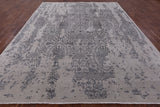 Grey Modern Wool & Silk Area Rug - 9' 0" X 11' 10" - Golden Nile