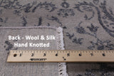 Grey Modern Wool & Silk Area Rug - 9' 0" X 11' 10" - Golden Nile