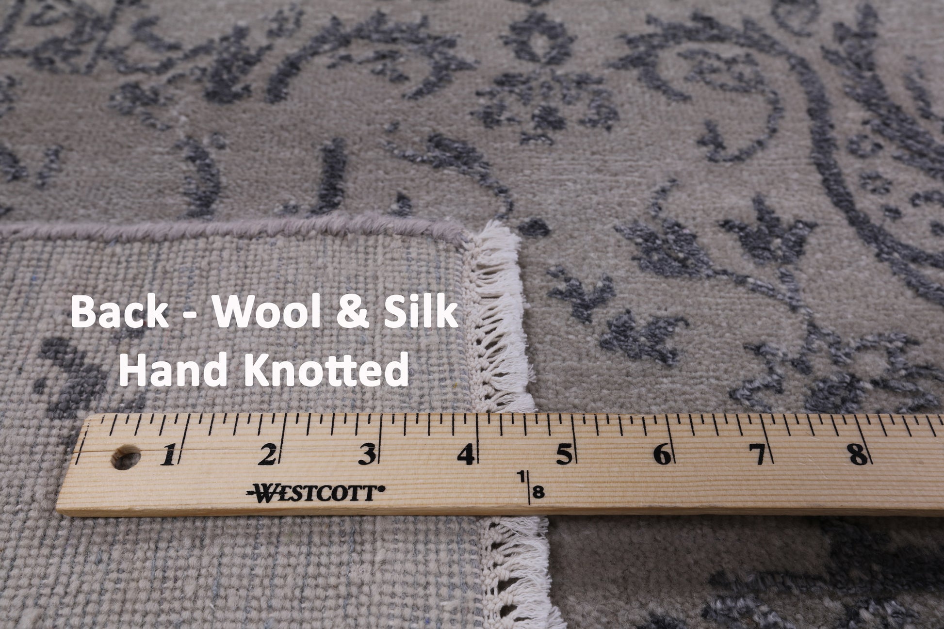 Grey Modern Wool & Silk Area Rug - 9' 0" X 11' 10" - Golden Nile