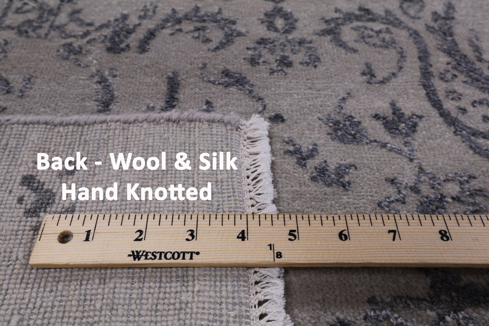 Grey Modern Wool & Silk Area Rug - 9' 0" X 11' 10" - Golden Nile