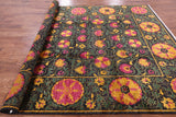 Black William Morris Hand Knotted Wool Area Rug - 8' 1" X 10' 7" - Golden Nile