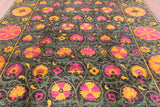 Black William Morris Hand Knotted Wool Area Rug - 8' 1" X 10' 7" - Golden Nile