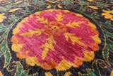 Black William Morris Hand Knotted Wool Area Rug - 8' 1" X 10' 7" - Golden Nile
