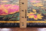 Black William Morris Hand Knotted Wool Area Rug - 8' 1" X 10' 7" - Golden Nile